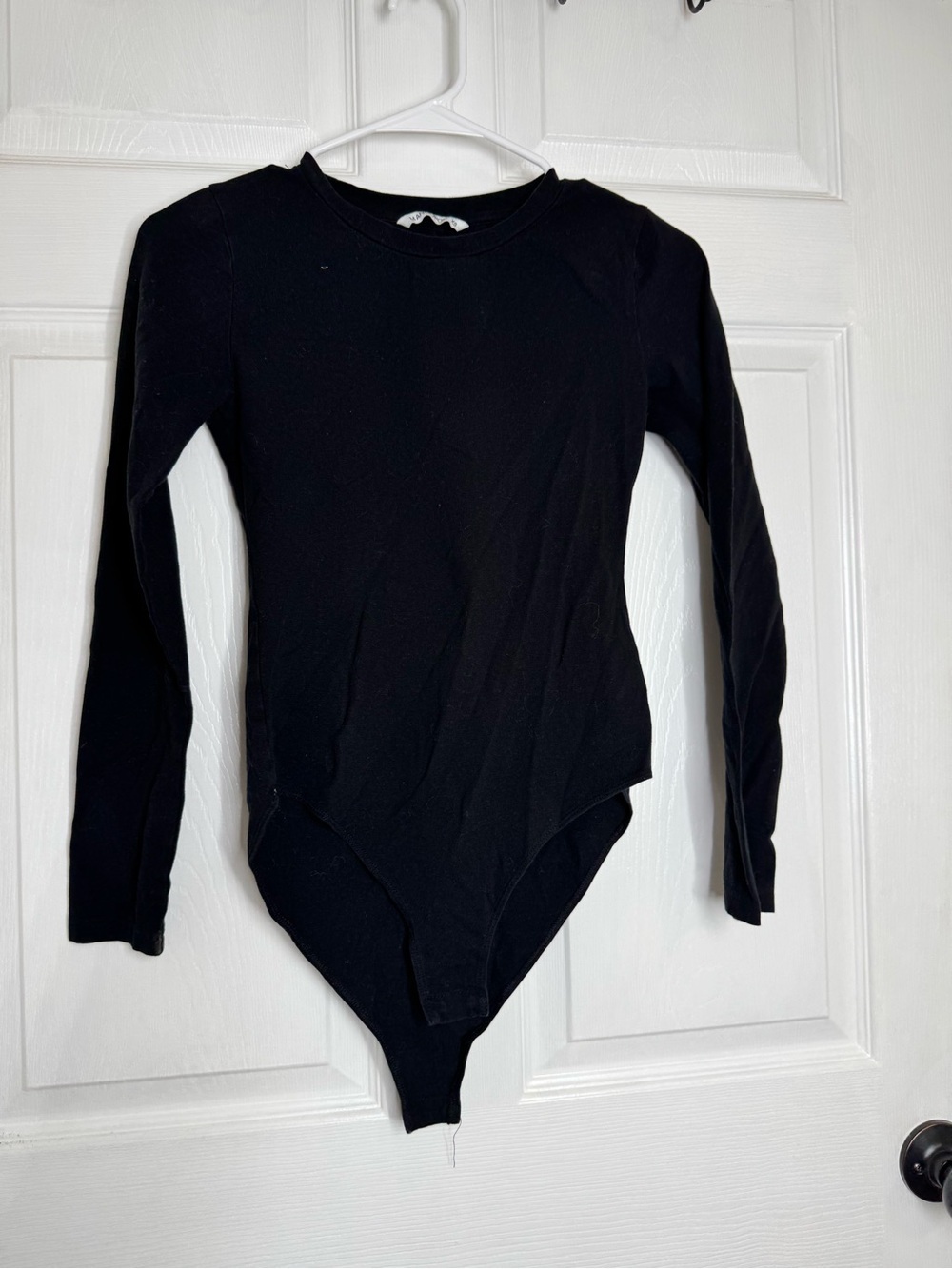 Black Long-Sleeve Women's Bodysuit - Classic Crew Neck